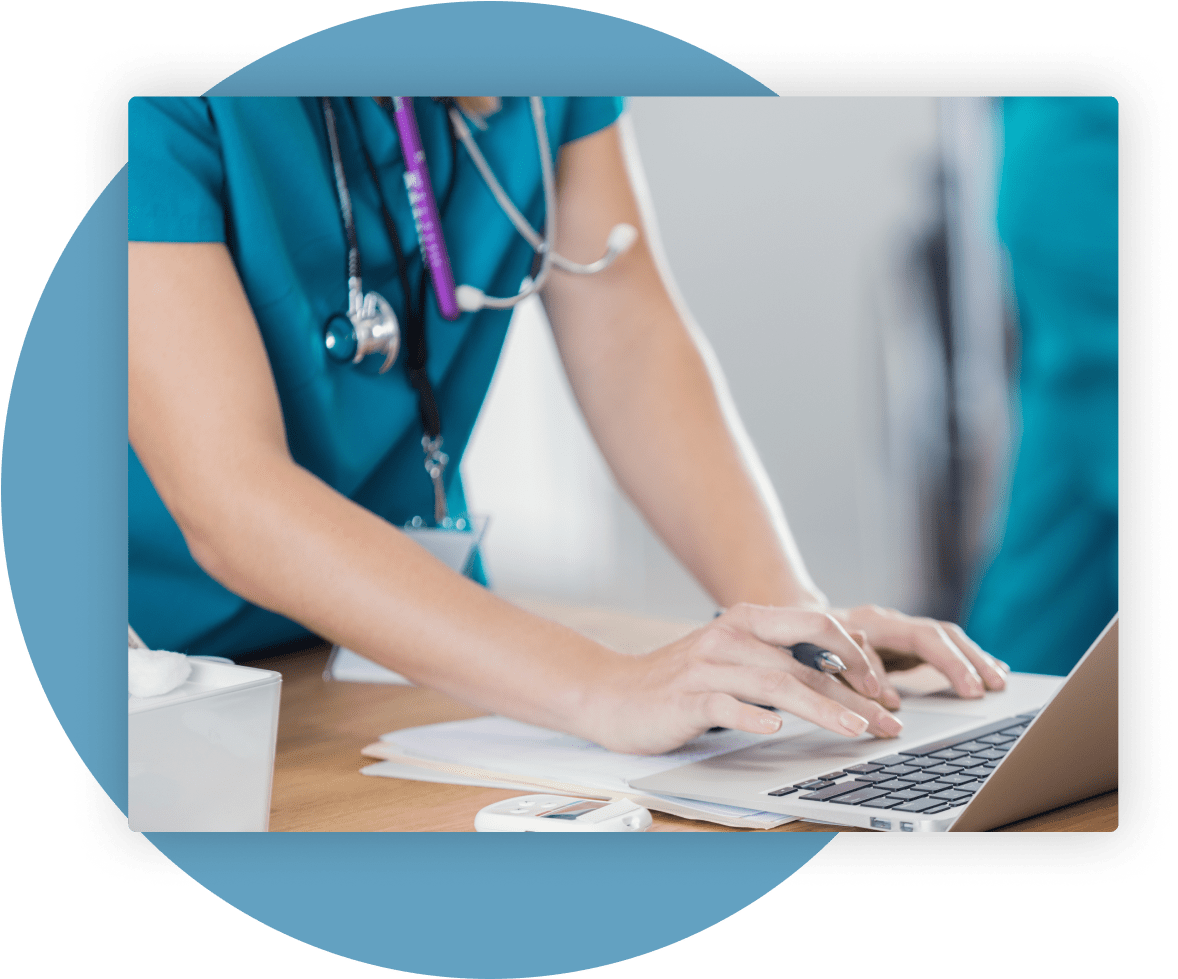 nurse at computer
